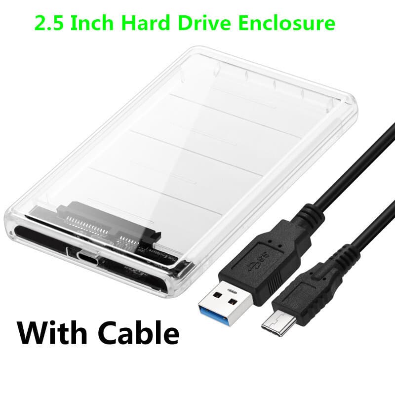 Disco rígido externo USB3.1 Caixa de disco rígido transparente SATA de 2.5 polegadas Otimizada SSDuasp SATA II