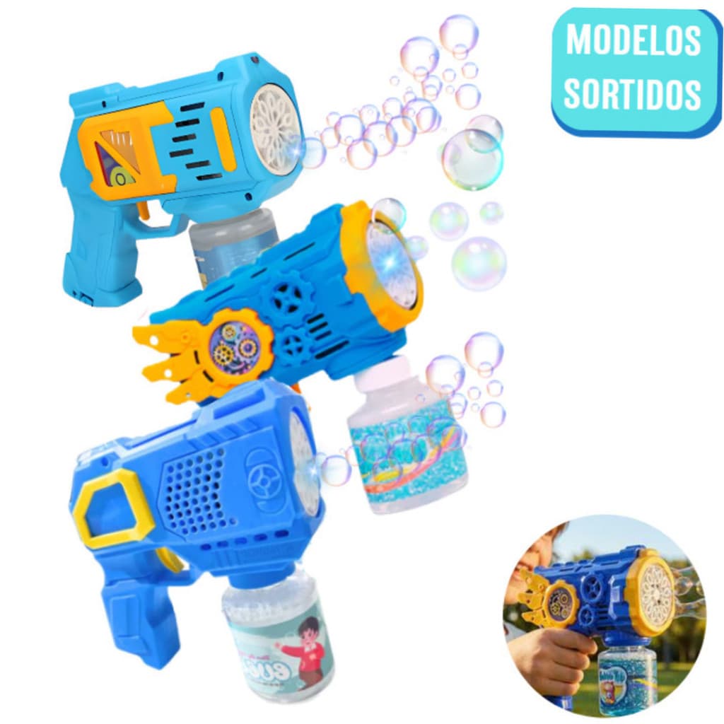 Pistola de bolhas automática divertida para crianças