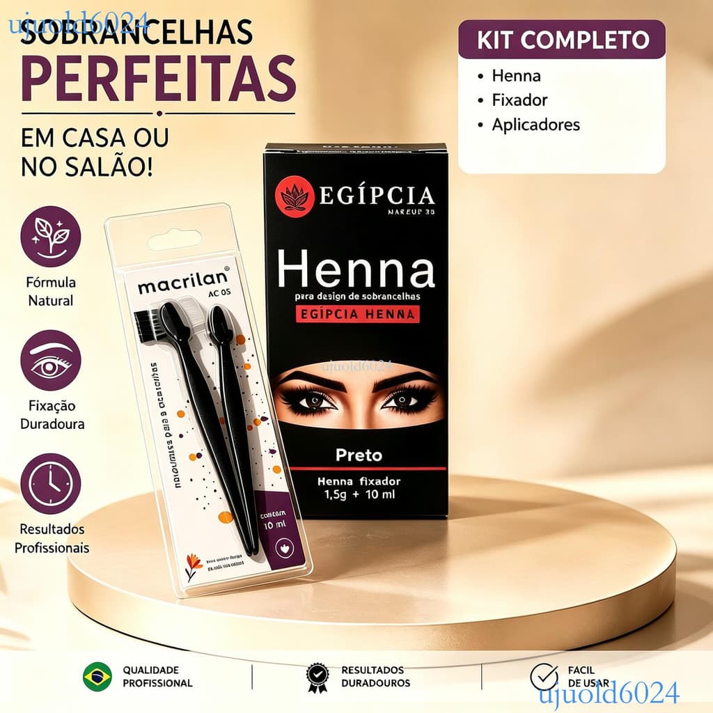 Kit Henna para Sobrancelhas Makiaj Completo, com Lâminas para Iniciantes Design Fácil e Perfeito ✨ujuold