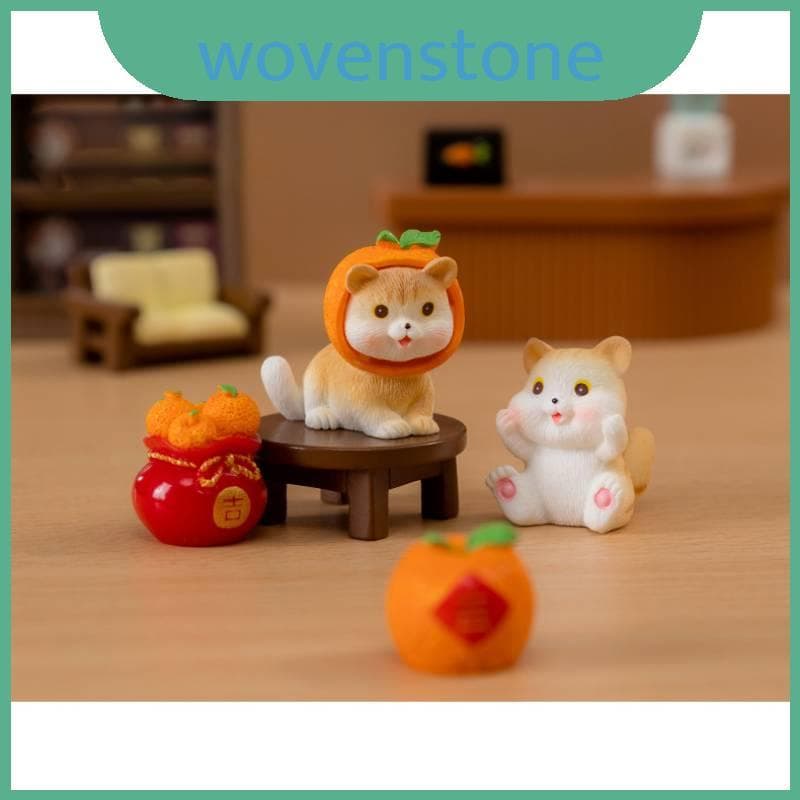 O Gato Da Resina Laranja Em Miniatura A Caixa Cega Lindas Decorações De Mesa E Carro