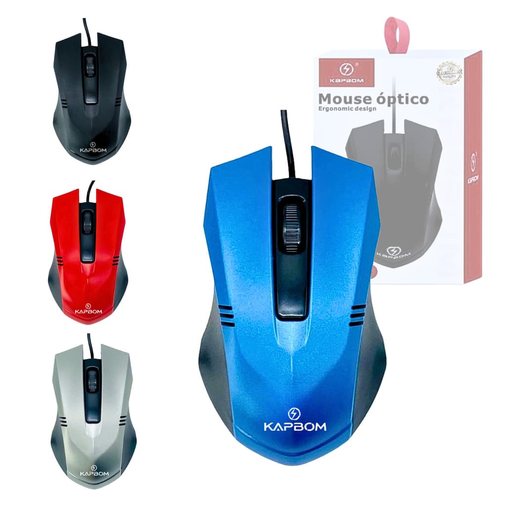 Mouse Óptico Com Fio Usb 3 Botões Ergonomico Kapbom KA-605