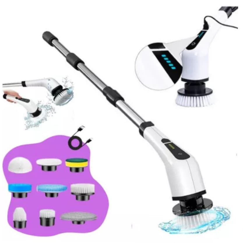 (9 em 1) Escova de Limpeza Elétrica Rotativa Esfregão Multiuso Cabo Extensível Bivolt
