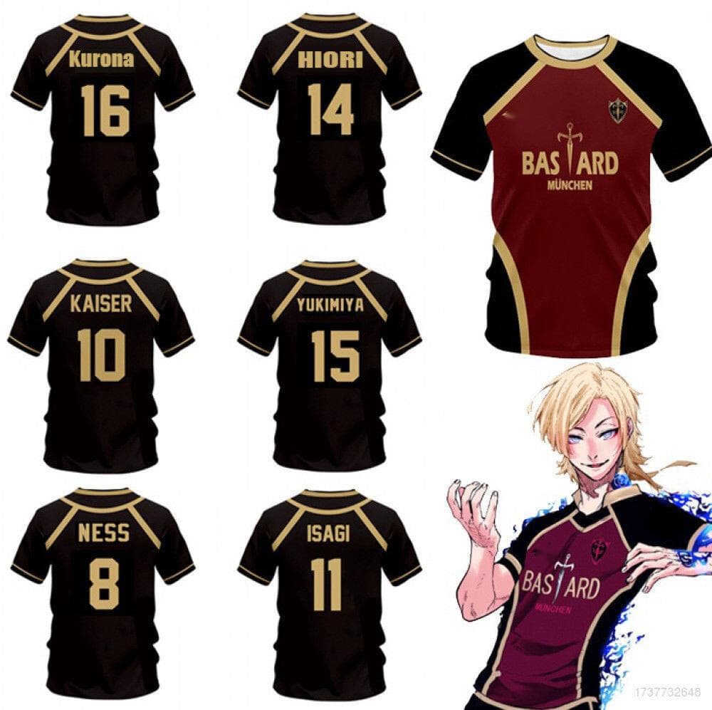Camiseta Blue Lock Anime Manga Curta Tops Cosplay Bastard Munchen Moda Casual Esportiva Oversize L69Z Infantil