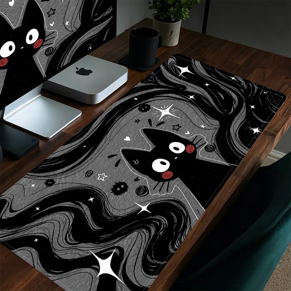 Grande Jogo Mouse Pad Antiderrapante 80X30 CM Impressões Personalizadas Mousepad Borda Costurada Gato Dos Desenhos Anima