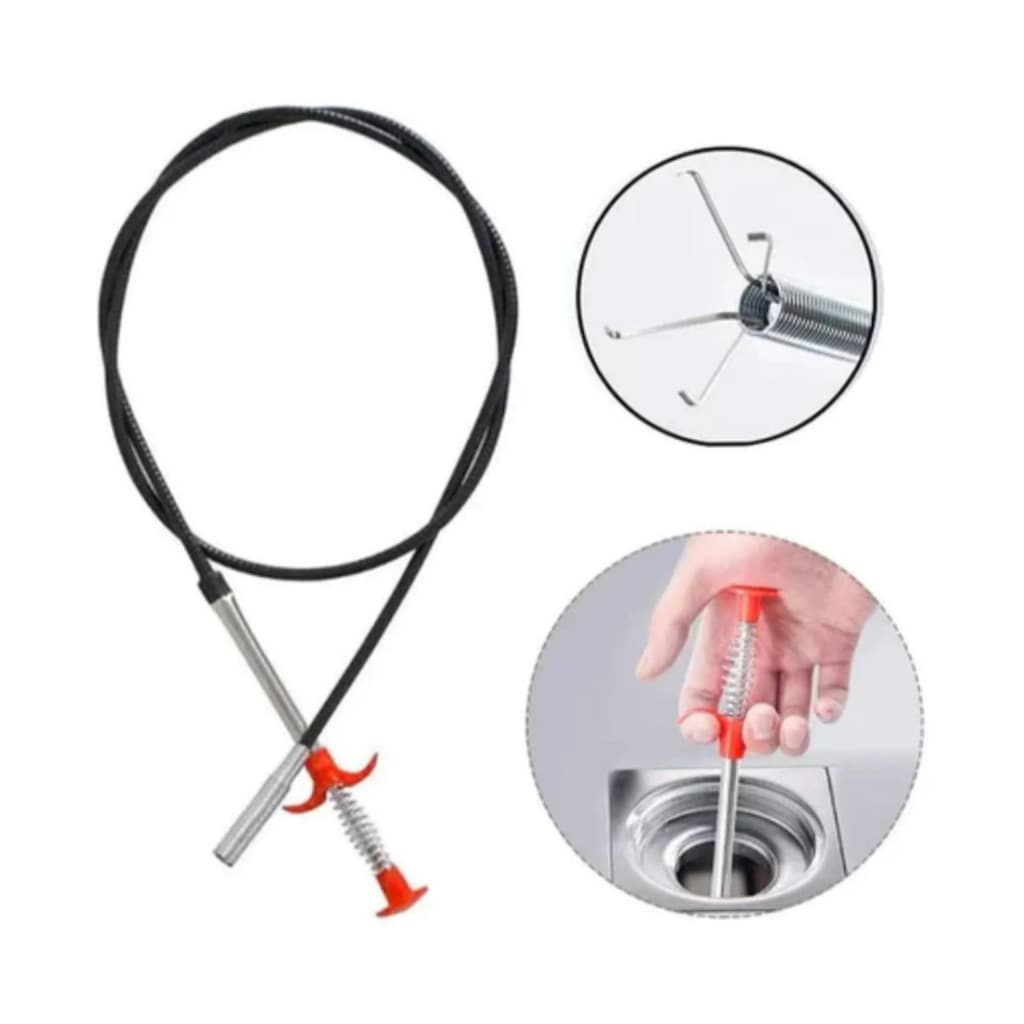 Desentupidor de Pia Manual Flexível Garra Pega Cabelo para Ralos Banheiro Cozinha 86,5cm Multifuncional