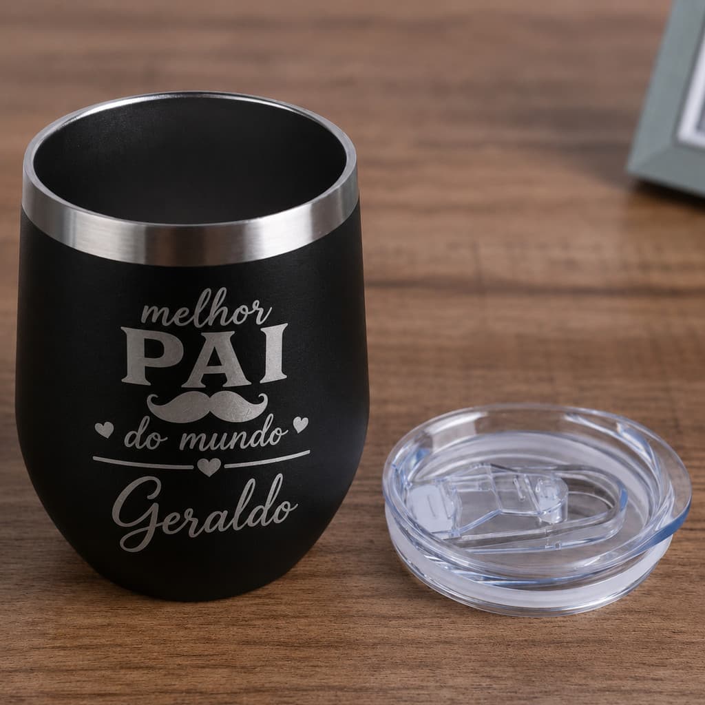 Copo Térmico Cuia 350ml Aço Inox Personalizado a Laser com N