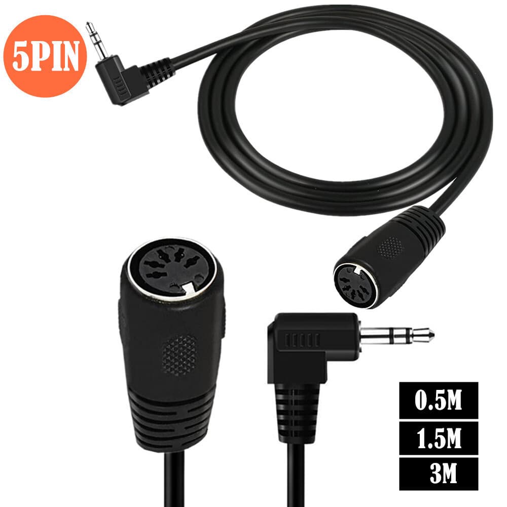 Cabo grande DIN 5PIN 3.5 macho cotovelo de 90 graus para din 5P fêmea cabeça de áudio DC para cabo adaptador DIN