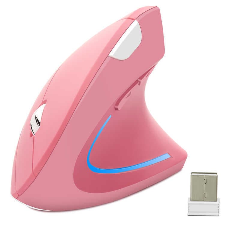 Mouse Vertical Leve LED 1600 DPI Mão Esquerda/Direita Ergonômico Com Fio Para PC Computador Laptop