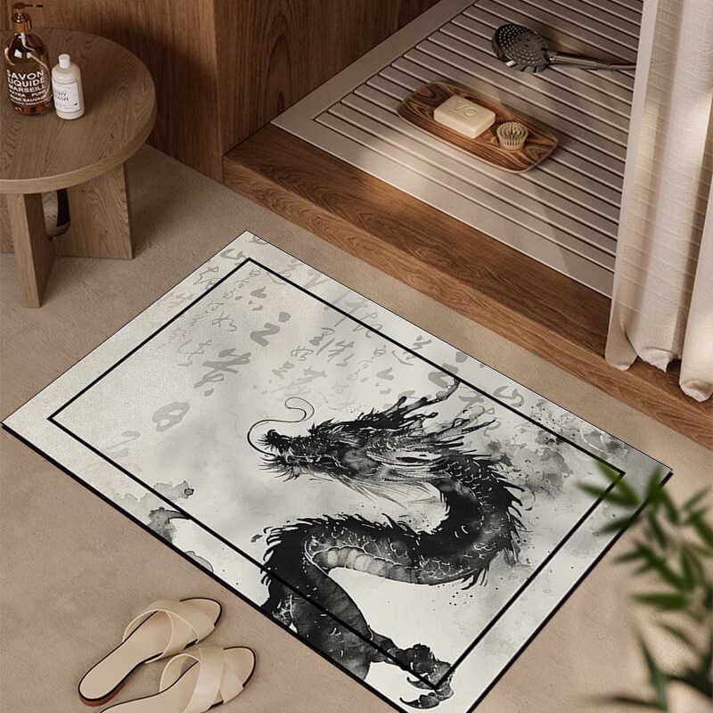 Novo estilo chinês Longteng padrão macio Diatom lama tapete de banheiro absorvente antiderrapante porta do banheiro resi
