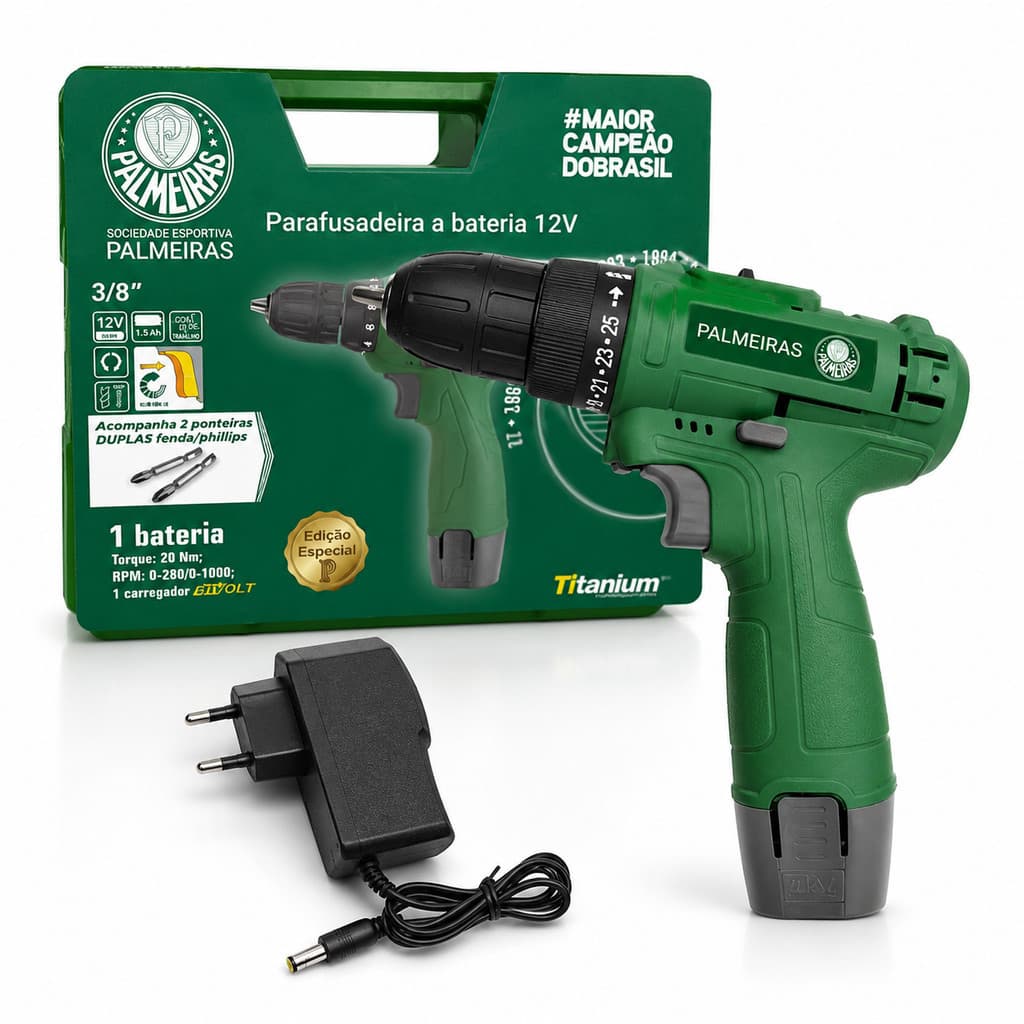 Parafusadeira Furadeira 12V Bateria Sem Fio com Carregador Kit Ferramenta Elétrica Bivolt Portátil