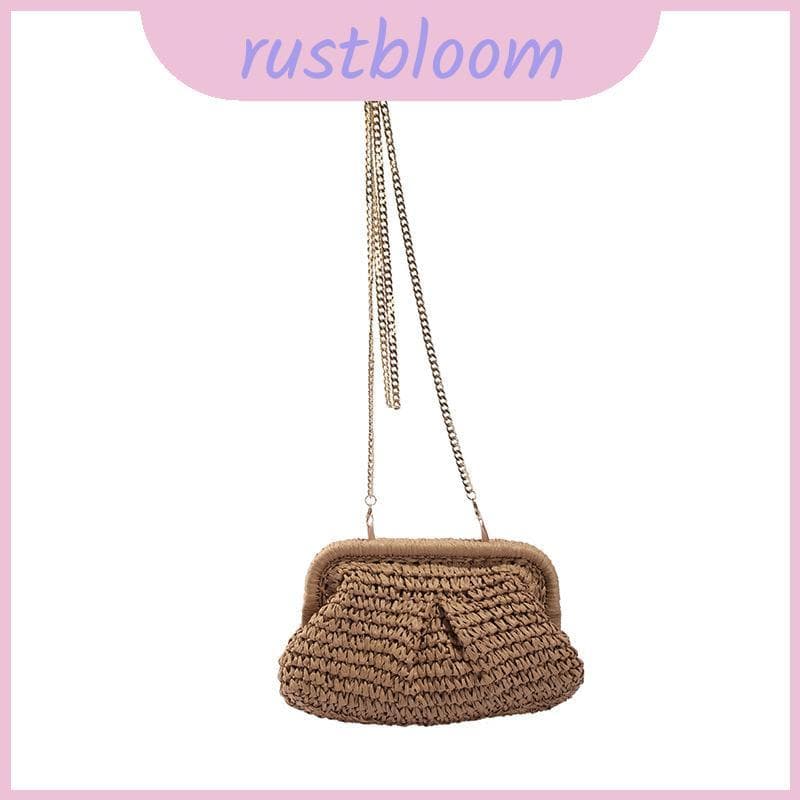 Bolsa Crossbody De Concha De Verão Tecida Com Alça De Corrente Moda Diária Para
