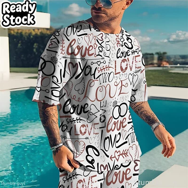 Verão Masculino Oversized Retro Camiseta Solta Ajuste Manga Curta Respirável Leve Tamanho Grande Esportes 3D Roupas De M