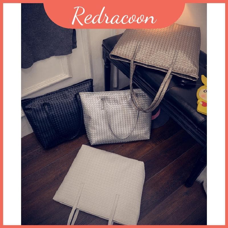 Capacidade Feminina Grande Pu Sacola Retro Estilo Casual Bolsa Com Zíper