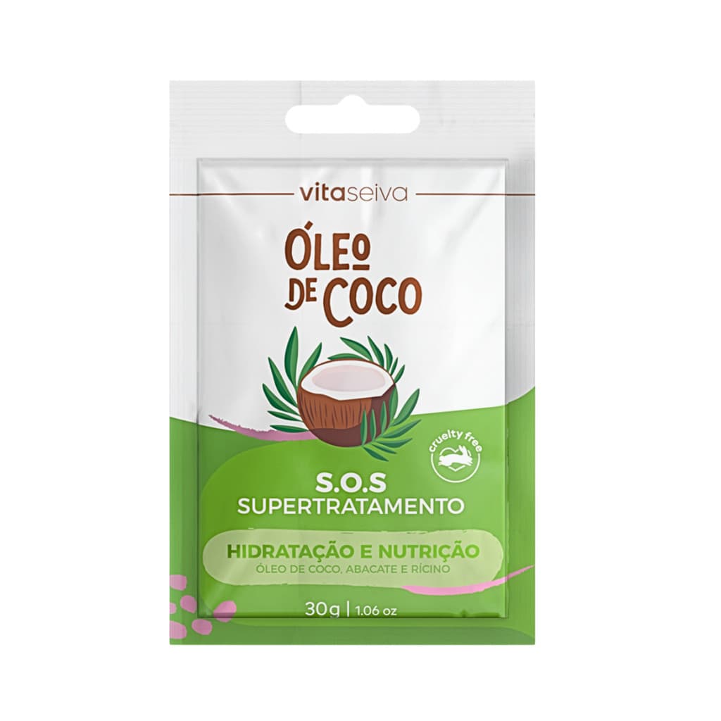 Máscara S.O.S Óleo De Coco Vita Seiva 30g Hidratação E Nutrição Intensa