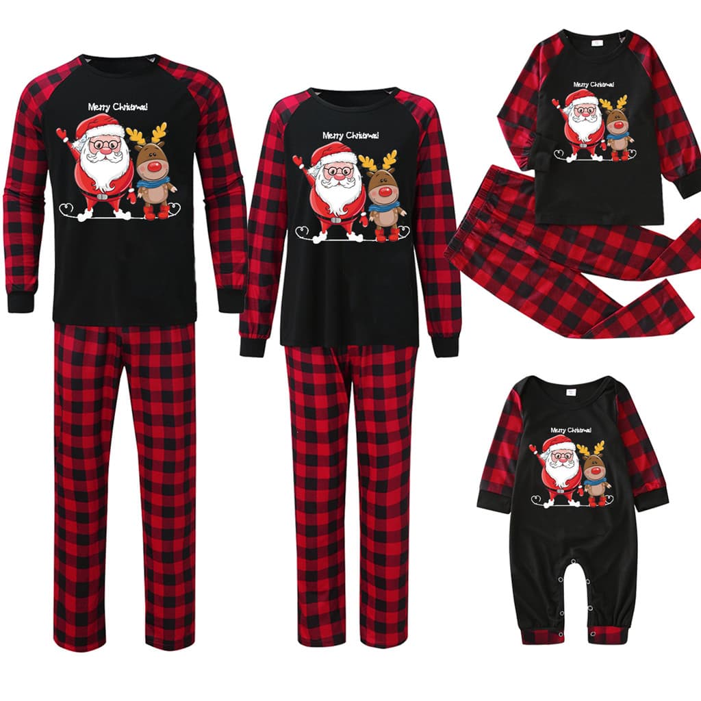 2026 Inverno Família Olhar Loungewear Impressão Dos Desenhos Animados Pijamas De Natal Conjunto Adultos Crianças Combina