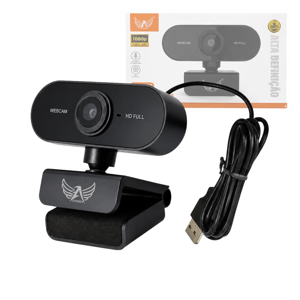 Webcam com Microfone Embutido USB Full HD 1080p Rotação 360° Altomex AL-ZP209