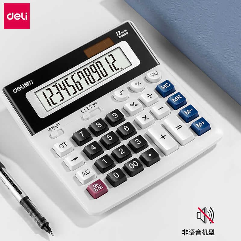 Deli 2136ES Calculadora Computador Botão Alto Contabilidade de Escritório Financeiro Dual Power Grande Display Computado