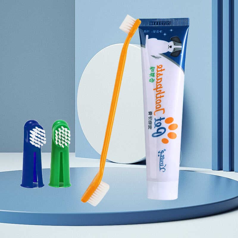 Conjunto de pasta de dente para animais de estimação Limpeza de dentes para animais de estimação Escova de dentes para c