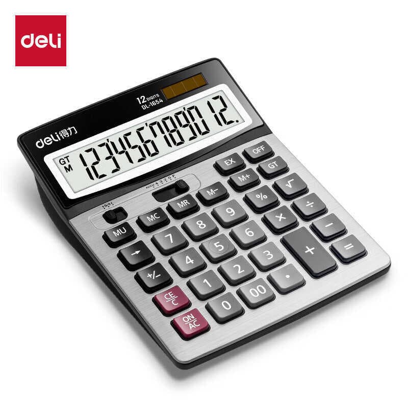 Deli Calculadora Financeira 1654 Dual Power Financeiro Escritório Contabilidade Calculadora de Tela Grande
