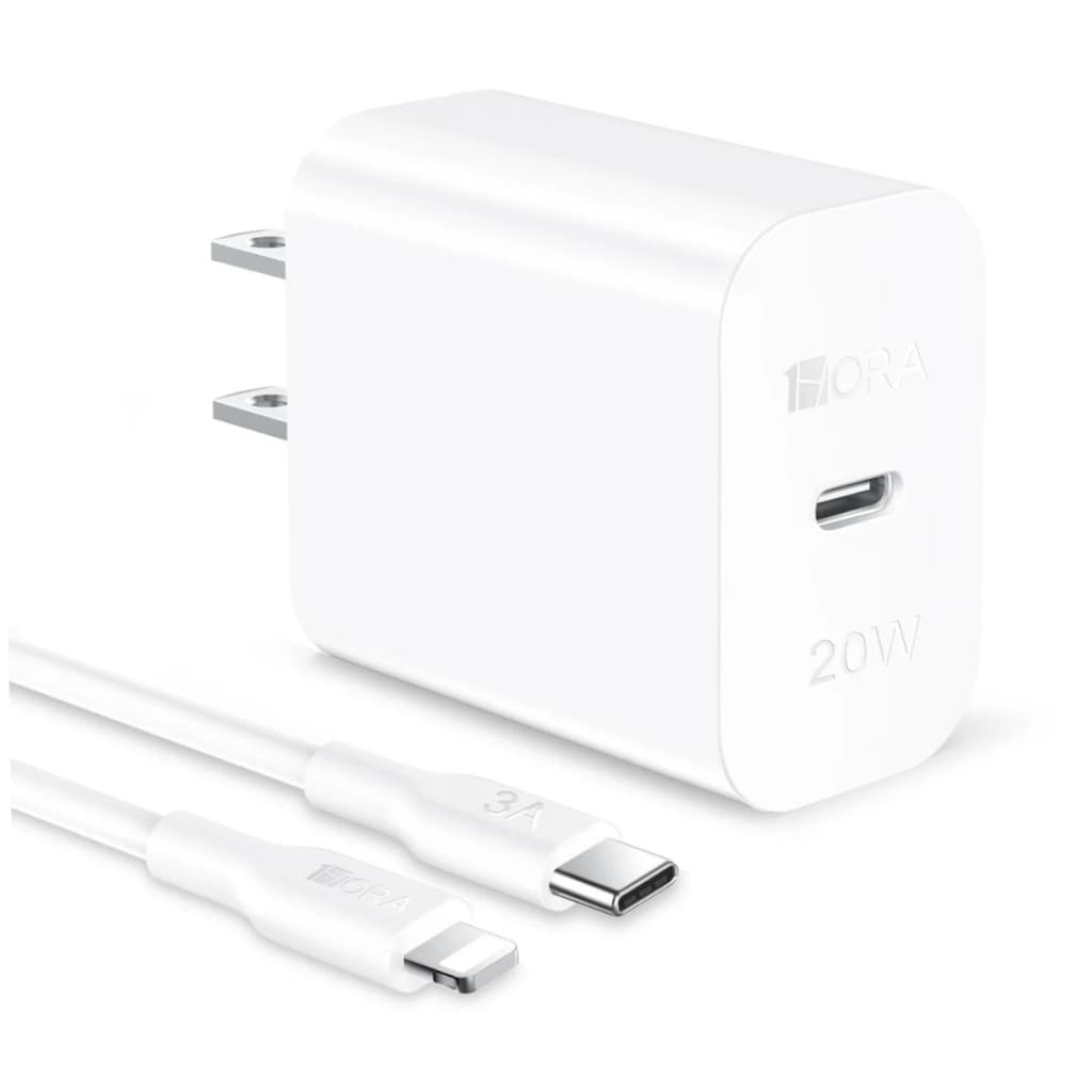 Carregador Rápido 20W com Cabo USB-C PD 3A para Lightning - Plug Americano