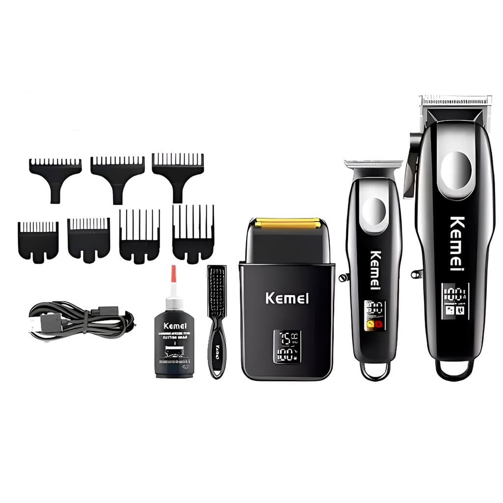 Kit Profissional 3 Máquinas Cortar Cabelo Acabamento