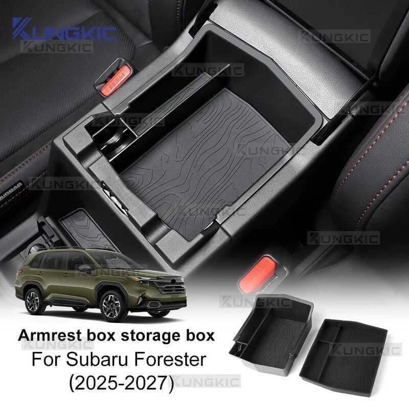 KUNGKIC Para Subaru Forester 2025 2026 2027 LHD RHD Caixa De Apoio De Braço Do Carro Bandeja De Armazenamento Console Ce
