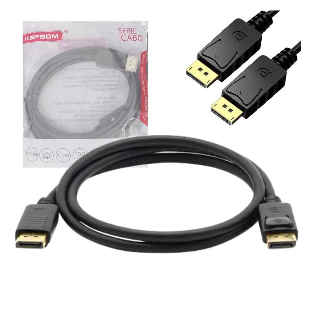 Cabo Displayport 1.8 Metros Blindado 4K Full Hd 1080p Kapbom KA-DP-1.8M