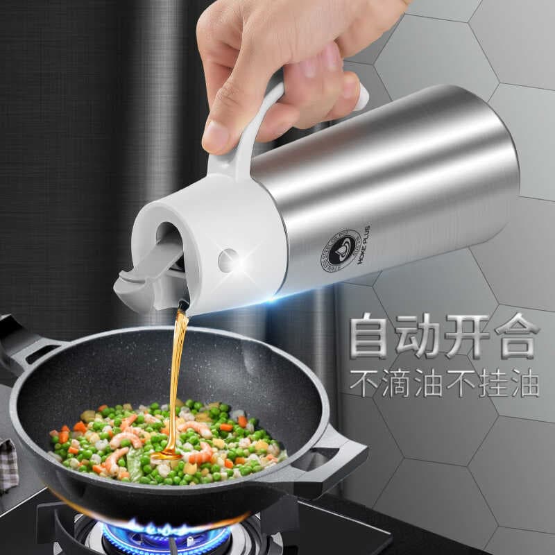 Grande capacidade de abertura automática fechamento pote de óleo de aço inoxidável cozinha doméstica à prova de vazament