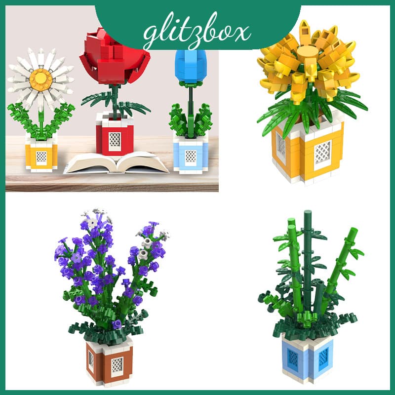 Blocos De Construção De Flores De Plástico Modelo Brinquedo Presente Infantil-Decorar Criar
