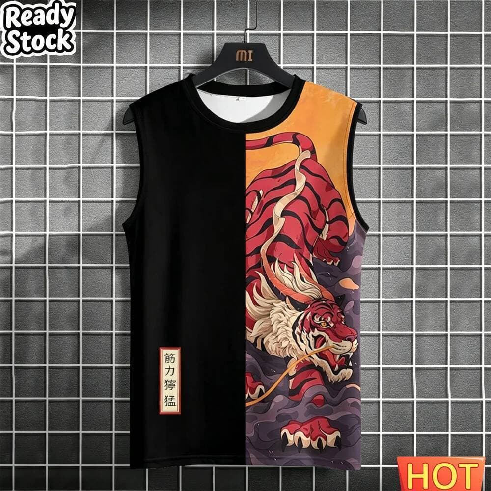 Camisetas E Regatas Unissex Masculinas Japonesas Samurai Gato Impresso Camiseta Sem Mangas Masculina Camisa Engraçada To