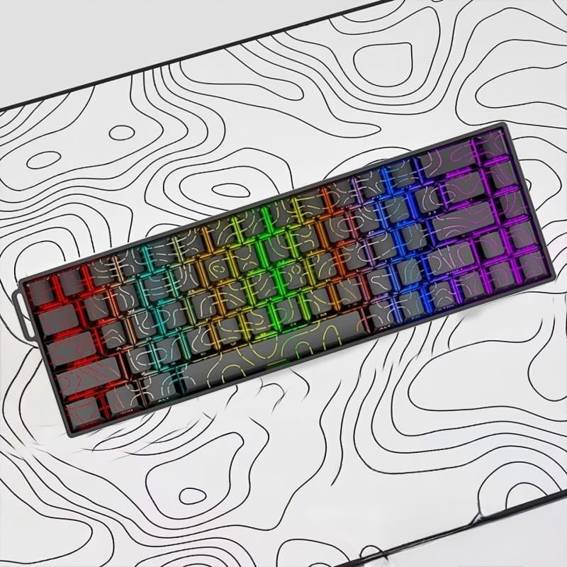 Teclado Mecânico 60 % Teclas Com Fio Para Jogos Retroiluminado RGB Hot-swappable