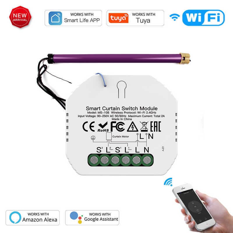 Graffiti casa inteligente wifi módulo de interruptor de cortina 1 canal controle de voz cronometragem interruptor inteli