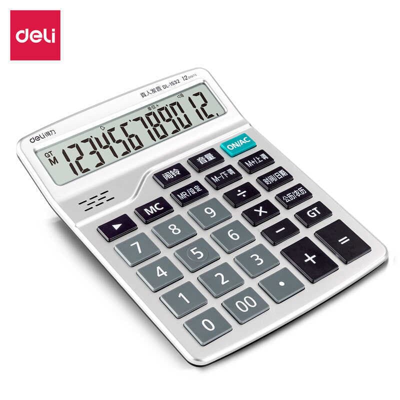 Deli 1532 Calculadora de Voz Grande Escritório Contabilidade Financeira Dedicado Computador Estudante Calculadora de Mes