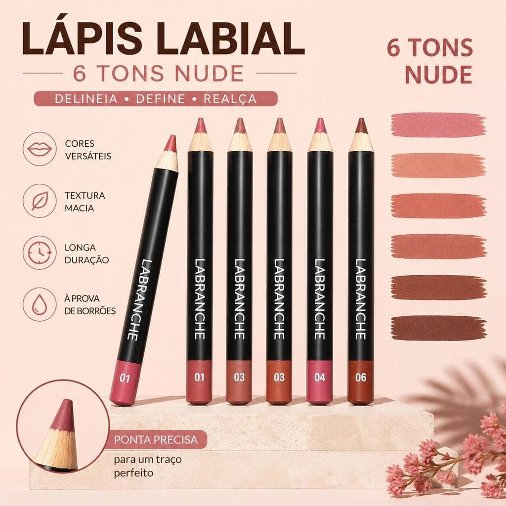 Lápis de Boca Jumbo Labranche LA1102 Textura Macia e Alta Pigmentação Unitário ou Kit com 6 Unidades