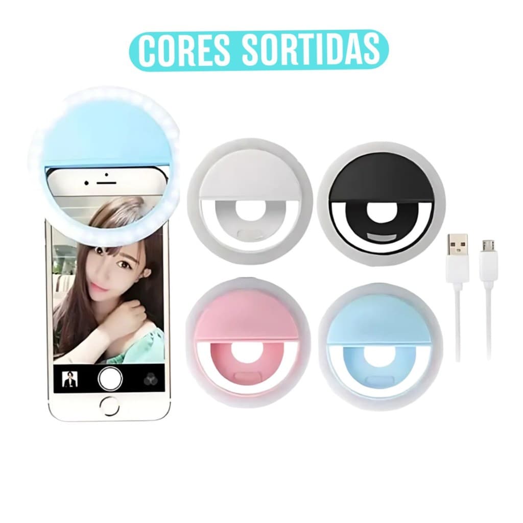 Ring Light Clip Selfie com LED para Celular Universal - (Cores Sortidas)