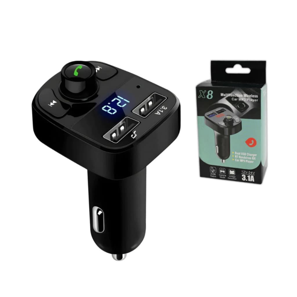 Transmissor FM Bluetooth X8 Veicular 2 USB Viva-Voz