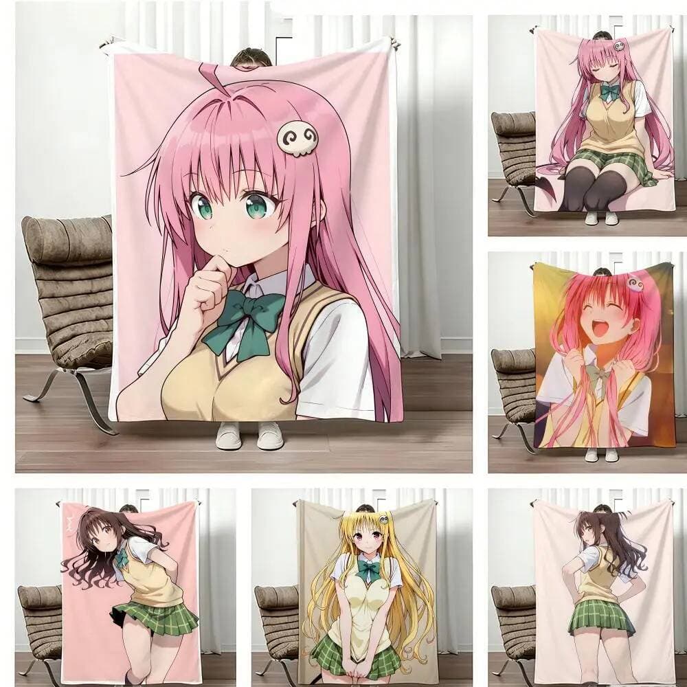 Anime T-To Love Ru Throw Cobertor De Flanela Leve Macio E Adequado Para A Pele Resfriamento De Verão