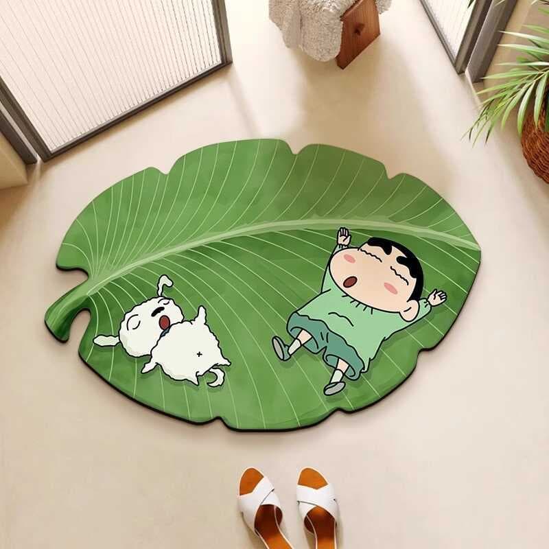 Tapete de chão antiderrapante fofo para banheiro, Crayon Shin-Chan, lama de diatomáceas, absorve água, tapete de banheir