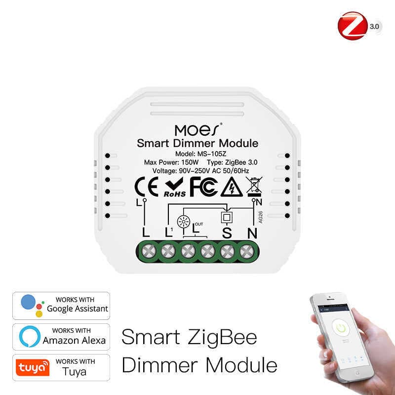 Graffiti casa inteligente zigbee módulo de interruptor de escurecimento app controle remoto escurecimento interruptor in