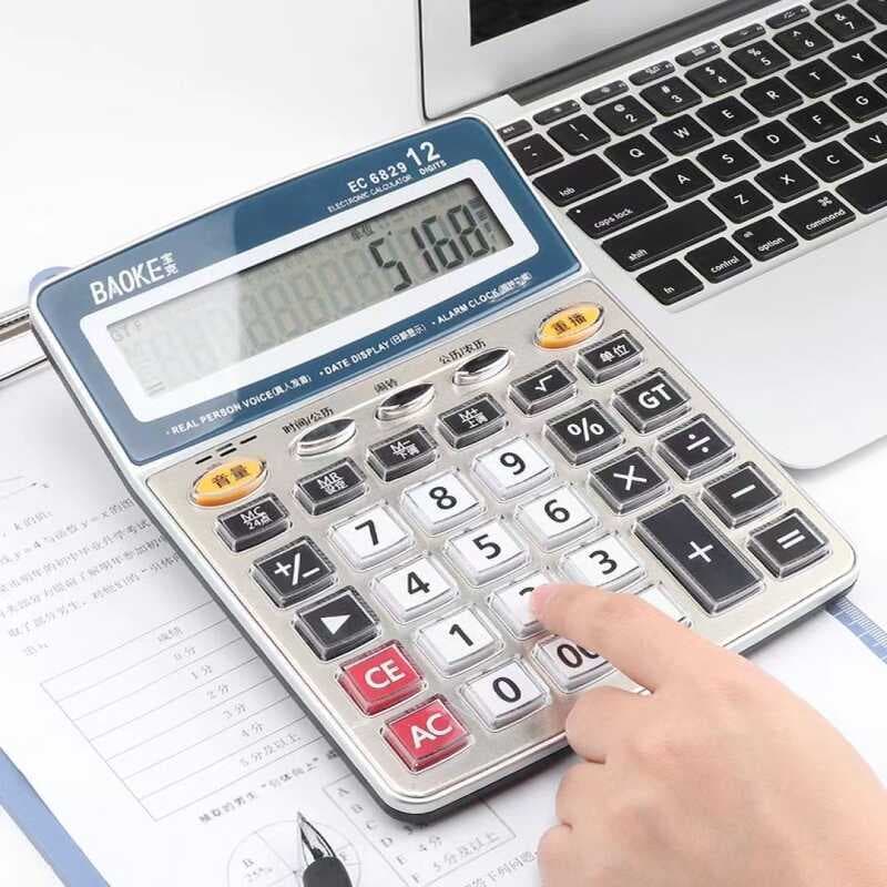 Baoke 6829 Calculadora Grande Financeira 12Bit Supermercado Computador Escritório Tela Grande Botão Grande Calculadora d