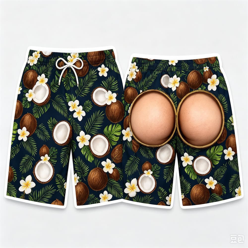 Shorts Divertidos E Peculiares Com Tema De Frutas Para Homens Estampa 3D Padrão De Nádegas Falsas De Festa Na Praia Novo