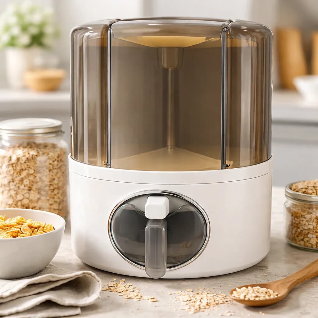 Dispenser De Alimentos e Cereais Giratorio 6 Divisorias Cinza