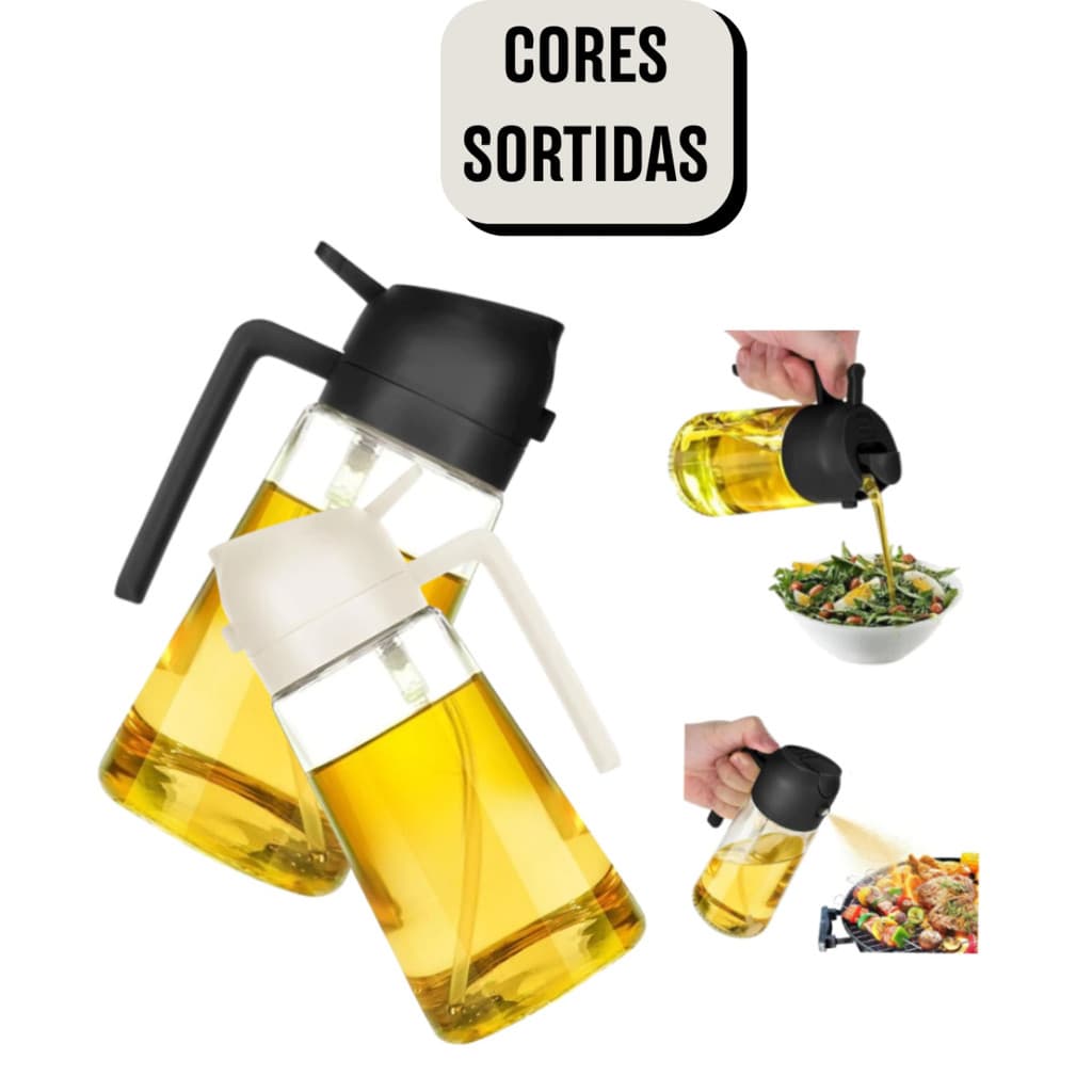 Borrifador Spray e Dosador de Azeite Óleo Vinagre 2 em 1 Cozinha 470ml - BM-F1230 - (Cores Sortidas)