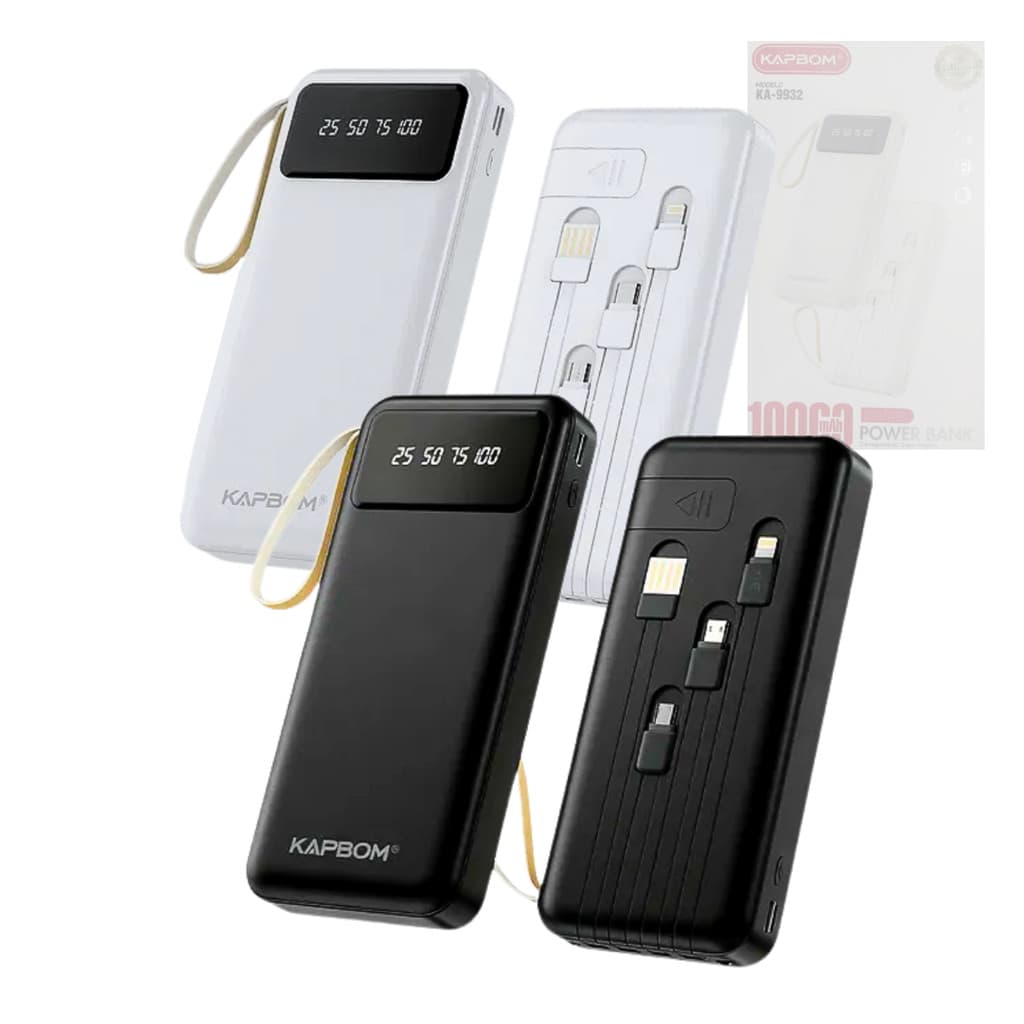 Carregador Power Bank 10000mAh com 04 Saídas USB / V8 / TIPO-C / Lightning Visor LED Kapbom KA-9932