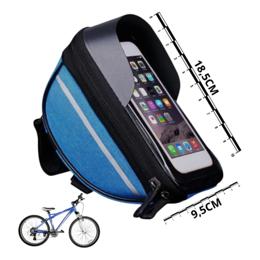 Bolsa Guidão Bicicleta Impermeável com Suporte Celular Touch Porta Objetos Bike Ciclismo Universal