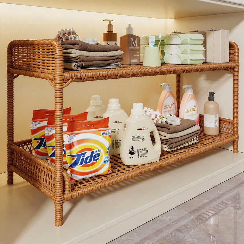 Prateleira de mesa para banheiro, camada dupla, Rack de armazenamento, produtos para cuidados com a pele do banheiro, to
