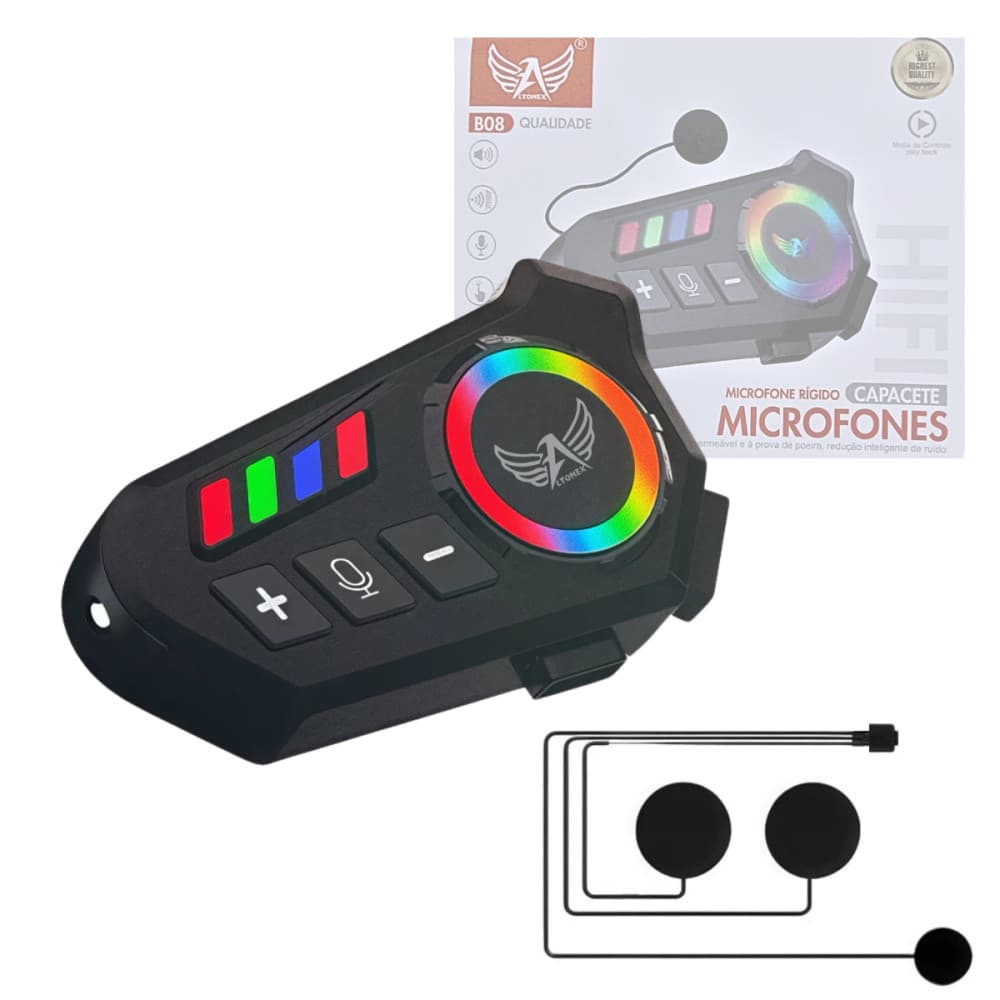 Fone De Ouvido com Microfone Para Capacete Moto Bluetooth Sem Fio a Prova d'Água Altomex B08