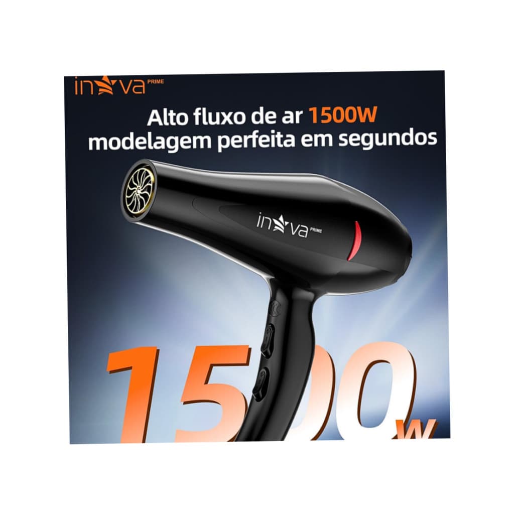 Secador De Cabelo Profissional 1500W Premium 127V Com Bico Direcionador De Ar E Ajuste De Velocidades