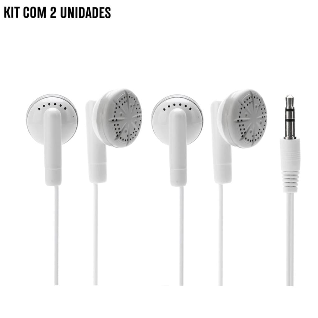 Conjunto com 2 Fones de Ouvido com fio Curto