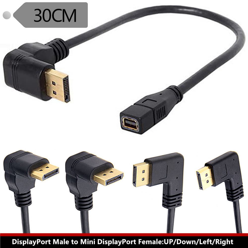 Cabo de vídeo 4K banhado a ouro mini Displayport para dp90 graus esquerda direita cotovelo cabo placa gráfica conexão Di